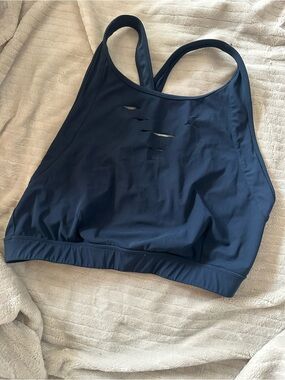 ALO Yoga Midnight Navy Cutout Racerback Sports Bra